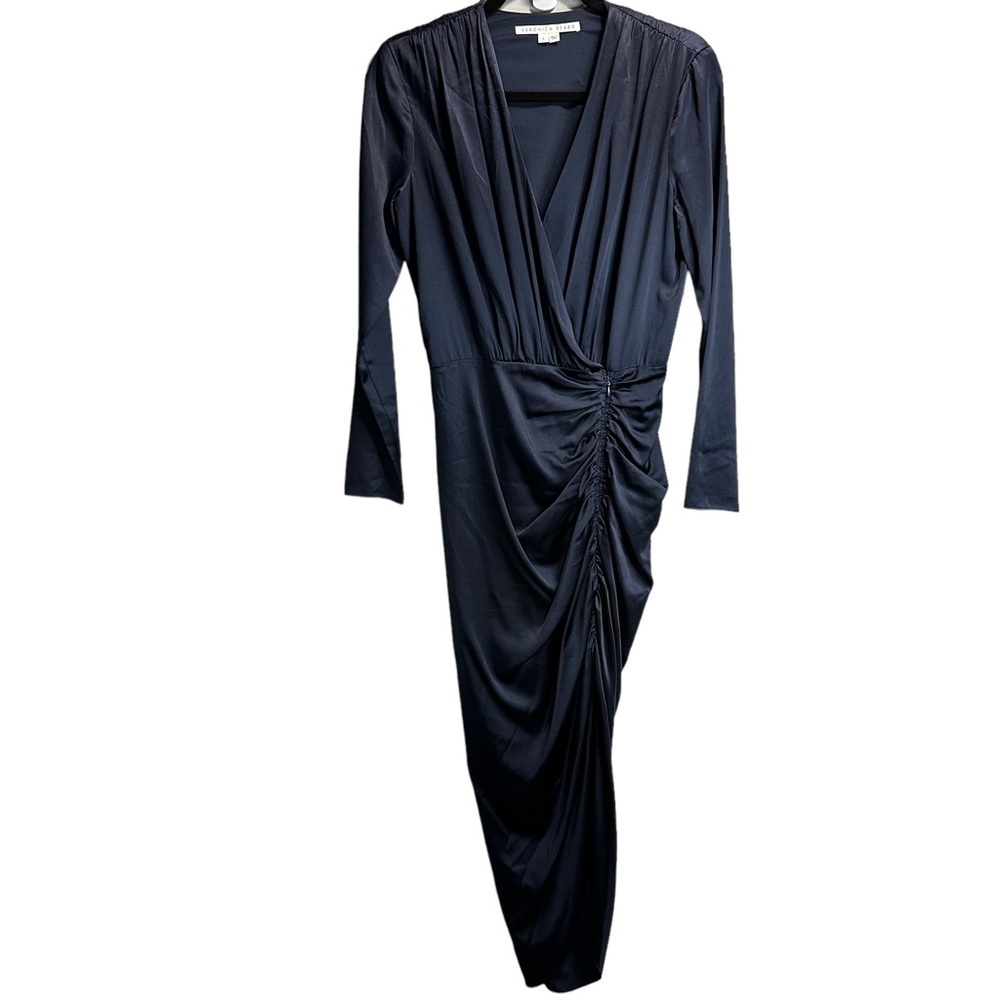 Veronica Beard Cameri Ruched Satin Midi Dress - Picture 7 of 12